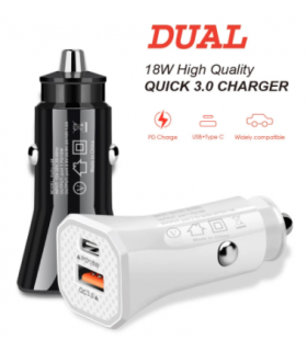 Cargador Usb encendedor auto Tipo-C y USB