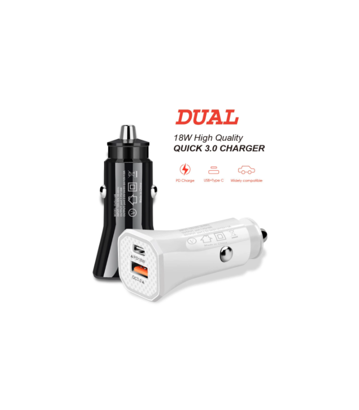 Cargador Usb encendedor auto Tipo-C y USB con cable Tipo C