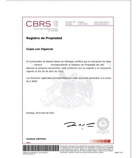 Copia de Inscripción con Vigencia o Dominio Vigente del registro de propiedades