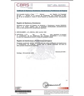 Certificado de los Registros de Hipotecas, Gravámenes y Prohibiciones de una Propiedad con litigio
