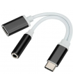 Adaptador USB Tipo-C a Jack de 3,5 mm AUX y USB