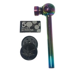 Kit Pipa metálica tornasol con moledor y filtros.