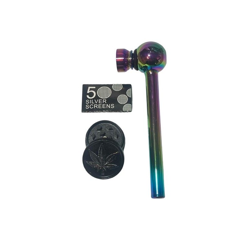 Kit Pipa metálica tornasol con moledor y filtros.