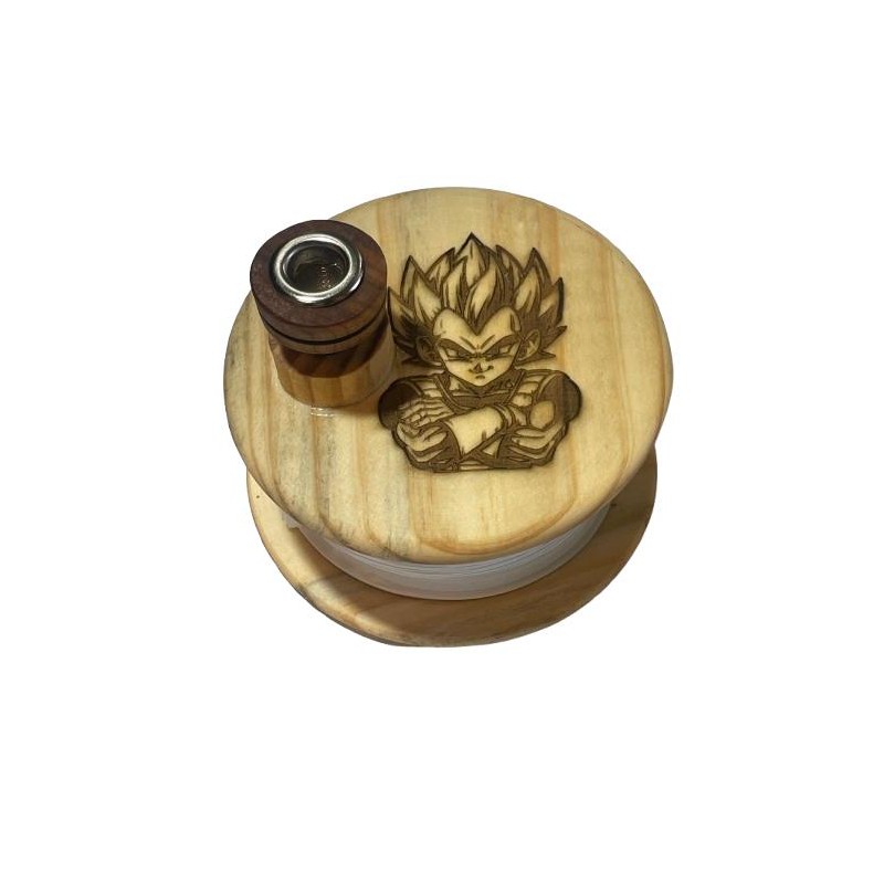 Bong Artesanal de Madera con Tapa Decorativa