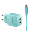 Cargador USB x 2 Ewtto 3A con cable MicroUsb