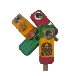 Pipa Artesanal de Madera con Diseño Grabado — Boquilla Madera/Fierro