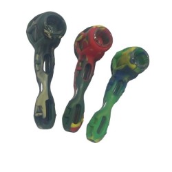 Pipa de Silicona Reforzada con Cazoleta de Vidrio | Diseño Multicolor Antigolpes