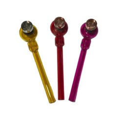 3 Pipa de Vidrio Color con Cazoleta Metálica