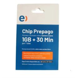 Chip Prepago Entel con 1GB de Internet + 30 minutos