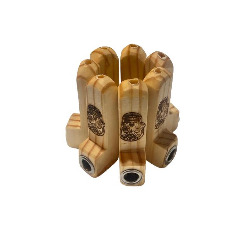 Pipa de Madera Artesanal – Diseño Calavera Mexicana