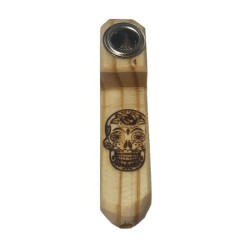 Pipa de Madera Artesanal – Diseño Calavera Mexicana