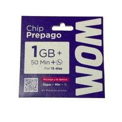 Chip Prepago WOM | Incluye Carga Inicial: 1GB + 50 Minutos + WhatsApp (Vigencia 15 Días)