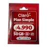 Chip Plan Simple Claro | 50GB + 500 Minutos + Redes Sociales Libres | Renovable 30 Días