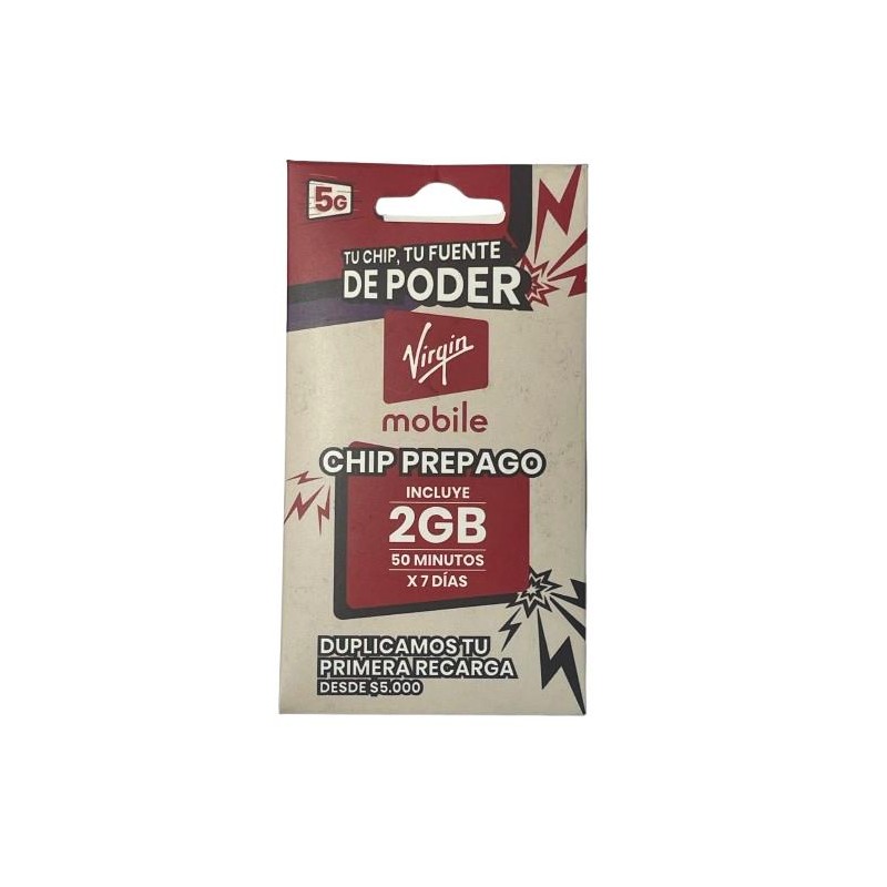 Chip Virgin Mobile Prepago 5G - ¡Tu Fuente de Poder con Regalo de Bienvenida!