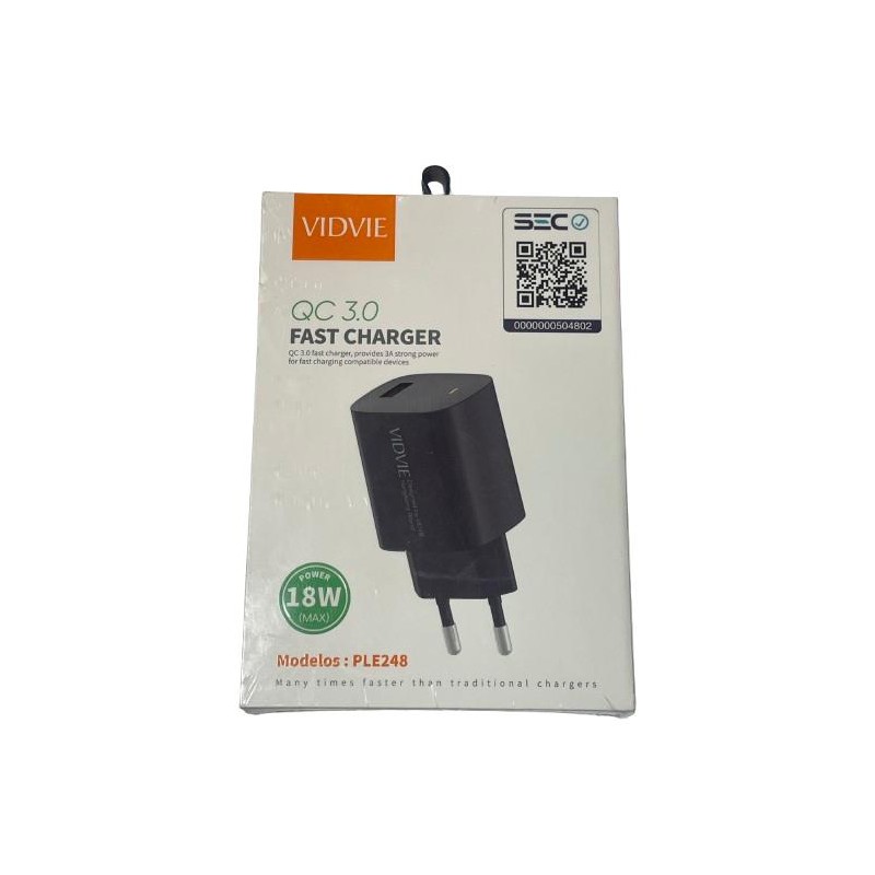Cargador Rápido VIDVIE QC 3.0 18W - Modelo PLE248