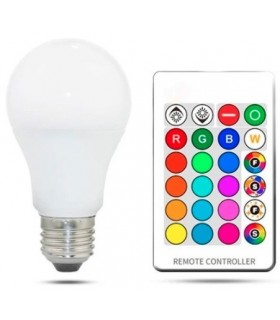 Ampolleta led multicolor con control remoto 7w.